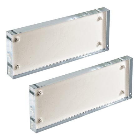 Azar Displays White Acrylic Frame Block with Metal Back Plate 3 in. X 8 in., 2PK 104662-WHT-2PK